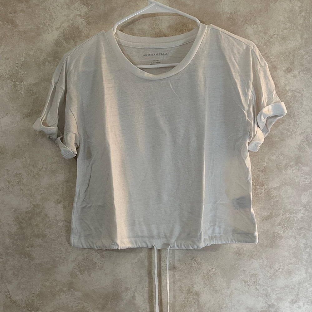 American Eagle Outfitters Women's Cream Short Sleeve Top